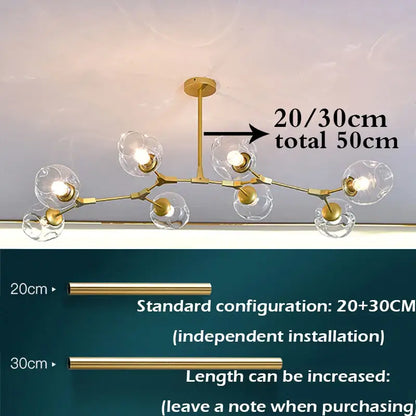 Stylish nordic chandelier with clear glass for dining living room