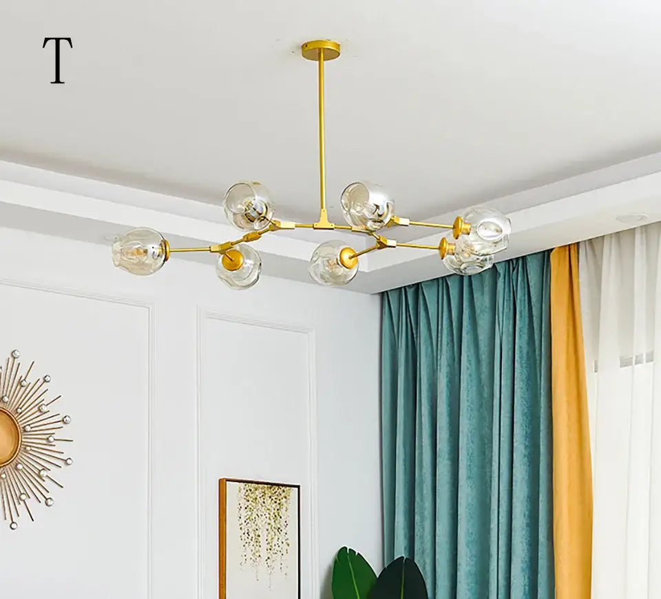 Stylish nordic chandelier with clear glass for dining living room