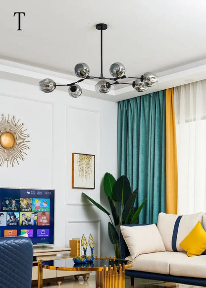 Stylish nordic chandelier with clear glass for dining living room