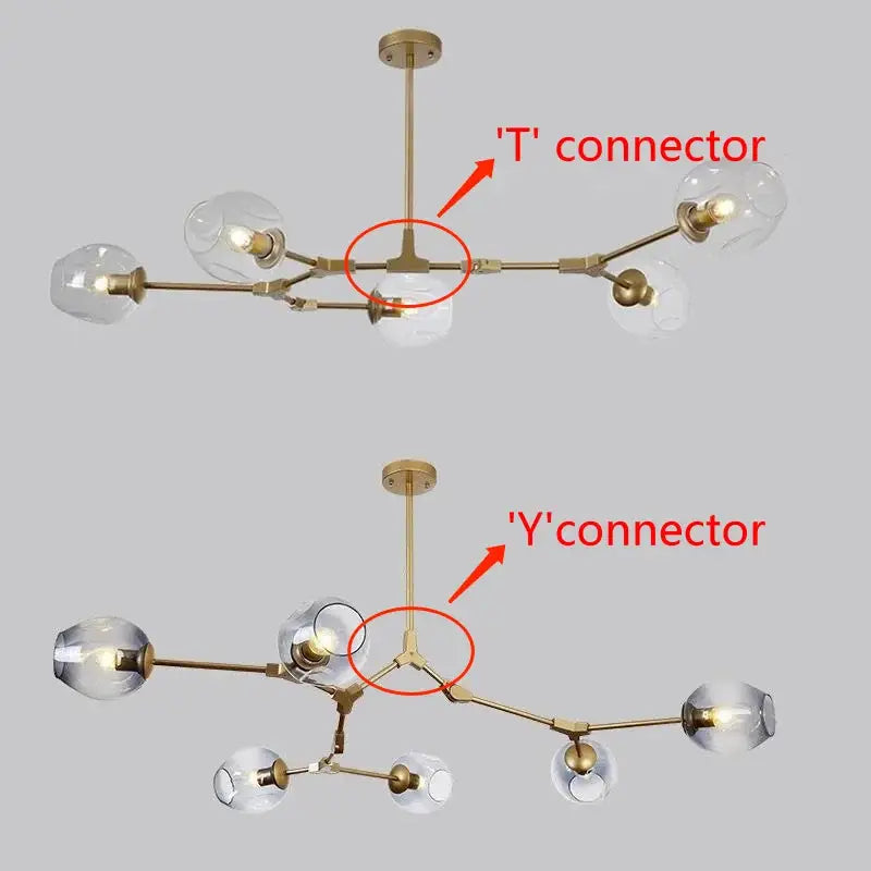 Stylish nordic chandelier with clear glass for dining living room