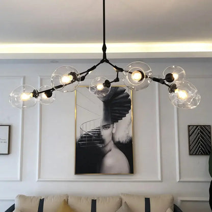 Stylish nordic chandelier with clear glass for dining living room