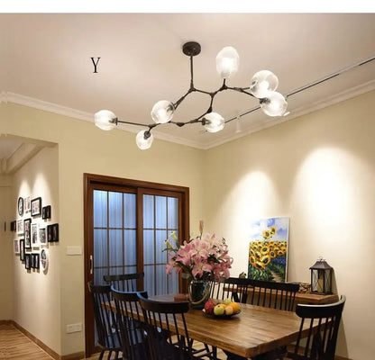 Stylish nordic chandelier with clear glass for dining living room