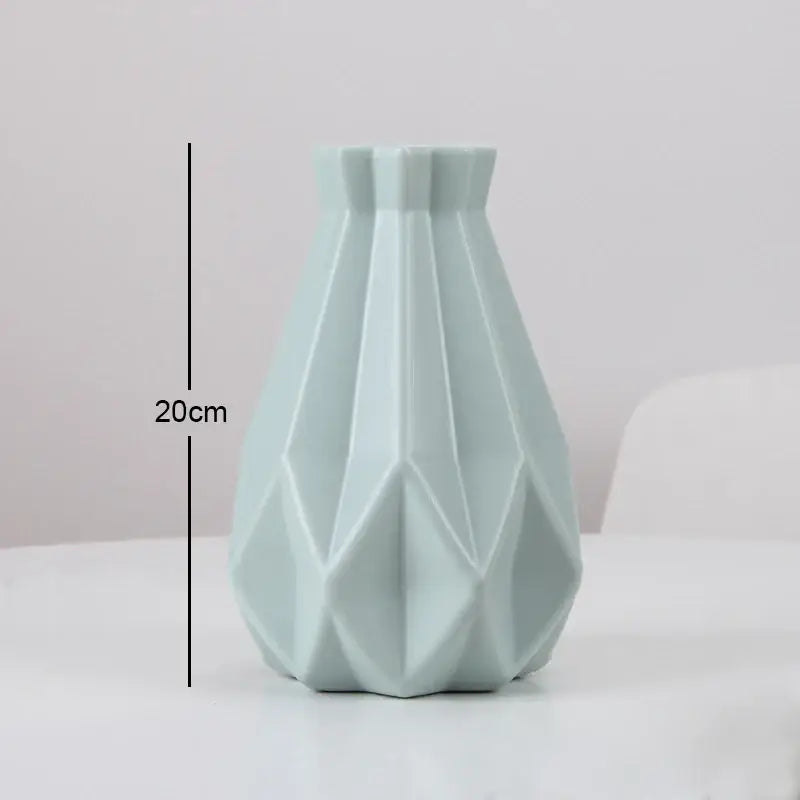 Pastel geometric plastic flower vase for living room decor