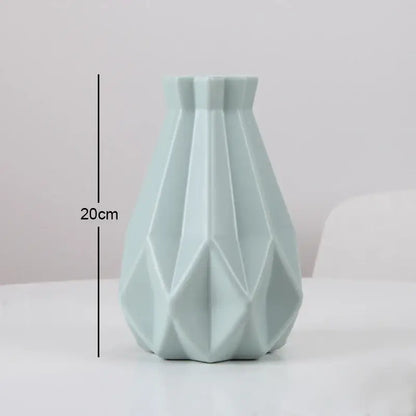 Pastel geometric plastic flower vase for living room decor