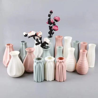 Pastel geometric plastic flower vase for living room decor