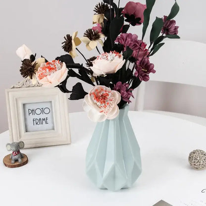 Pastel geometric plastic flower vase for living room decor