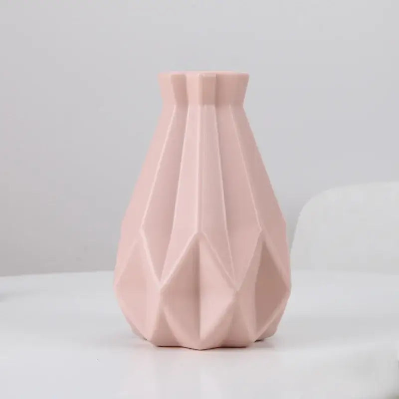 Pastel geometric plastic flower vase for living room decor
