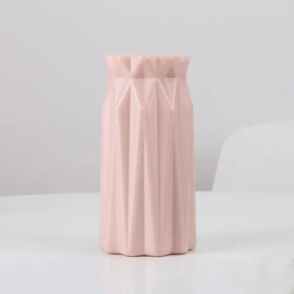 Pastel geometric plastic flower vase for living room decor