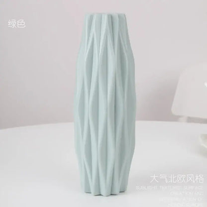 Pastel geometric plastic flower vase for living room decor