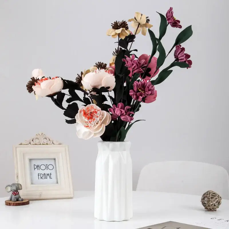 Pastel geometric plastic flower vase for living room decor
