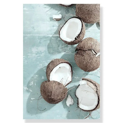 Coastal blue starfish beach seashell canvas wall art for living room