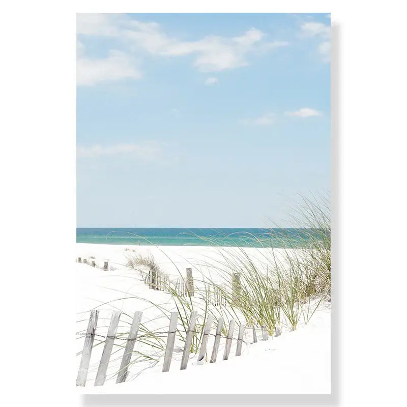 Coastal blue starfish beach seashell canvas wall art for living room