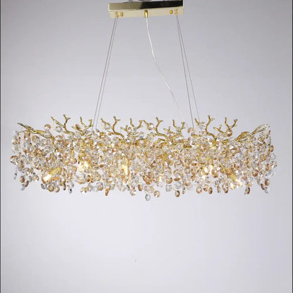 Golden sunflower crystal chandelier dining room branching light