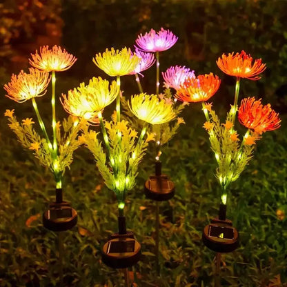 Pink & yellow sunflower solar garden lights garden decor