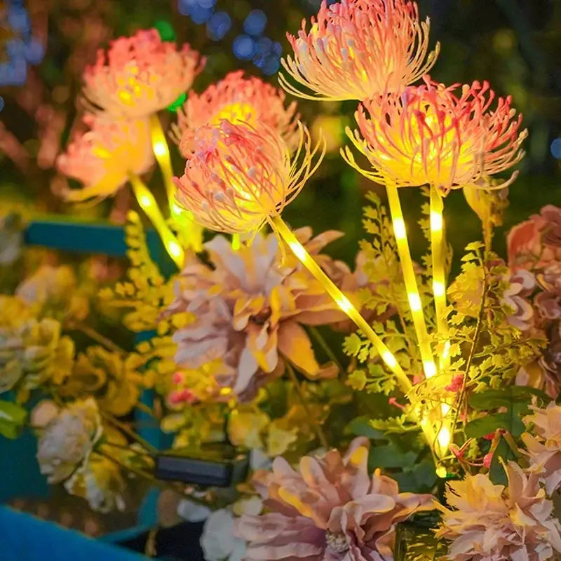 Pink & yellow sunflower solar garden lights garden decor