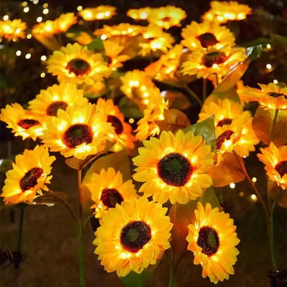 Set of 5 yellow sunflower solar garden lights for lawn decor