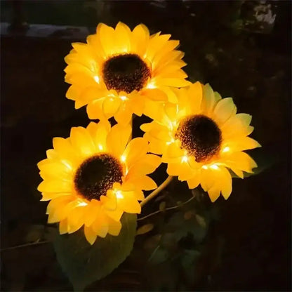 Set of 5 yellow sunflower solar garden lights for lawn decor
