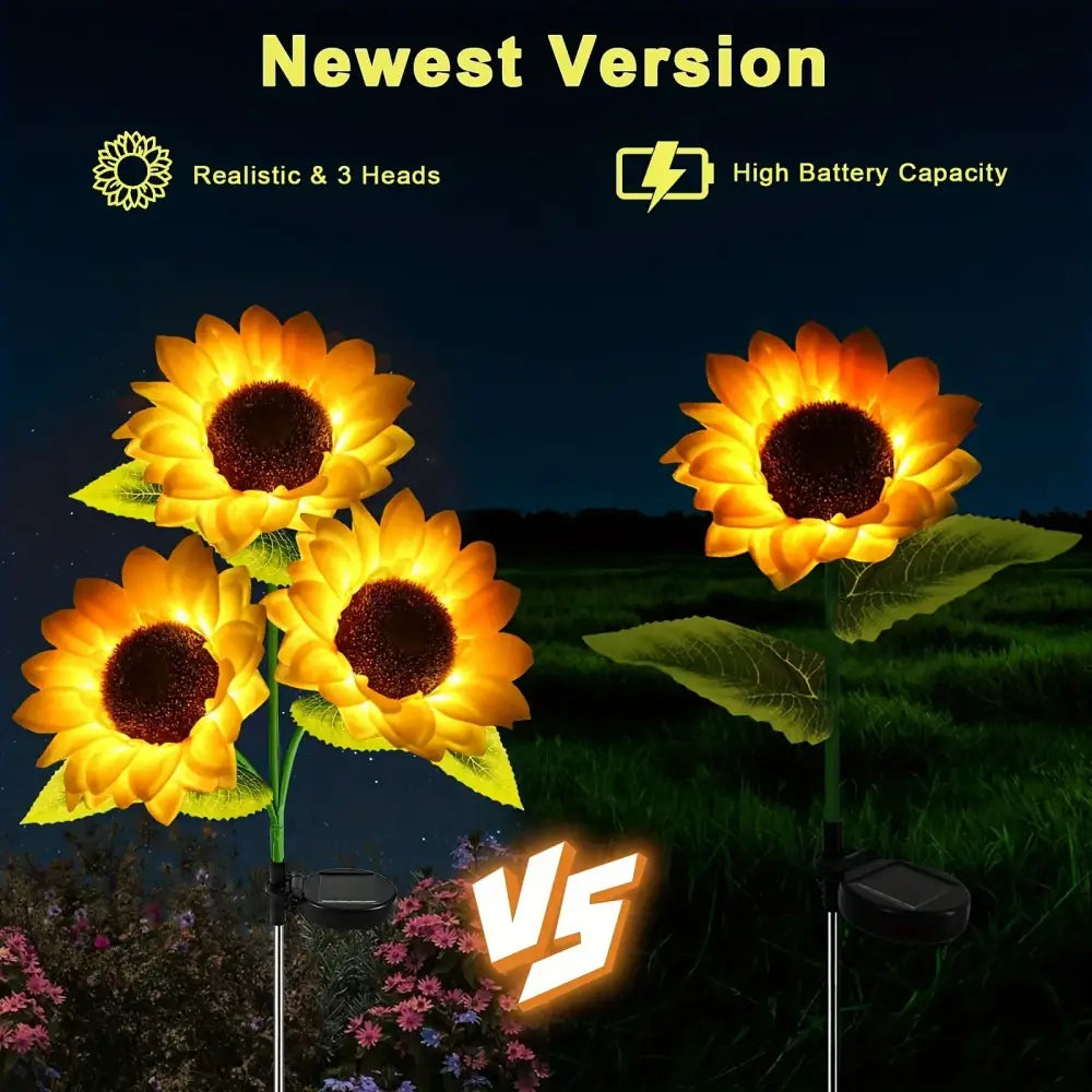 Set of 5 yellow sunflower solar garden lights for lawn decor