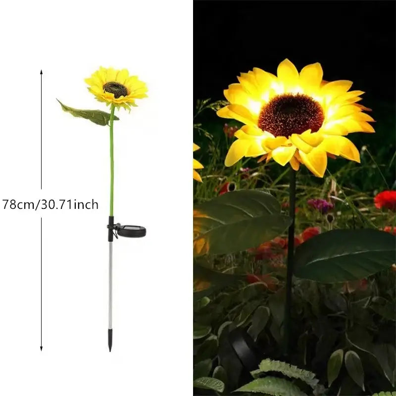 Set of 5 yellow sunflower solar garden lights for lawn decor