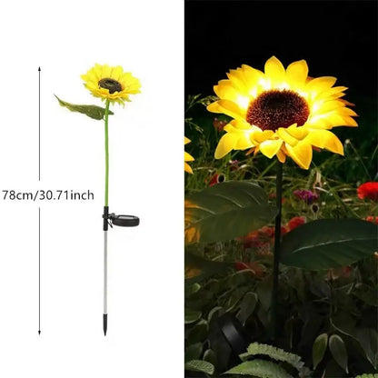 Set of 5 yellow sunflower solar garden lights for lawn decor