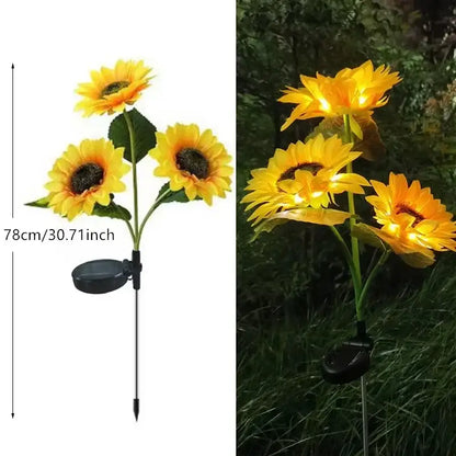 Set of 5 yellow sunflower solar garden lights for lawn decor