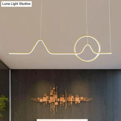 Minimalist black metal scenery pendant light for dining room warm white third gear