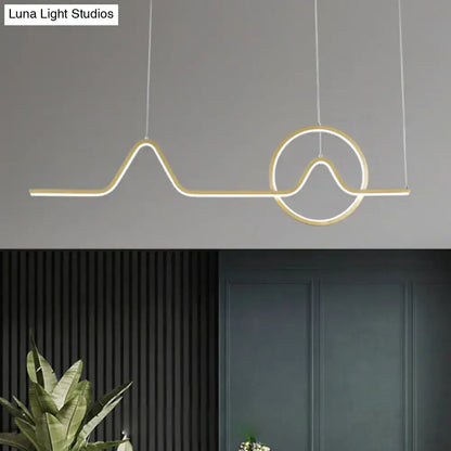 Minimalist black metal scenery pendant light for dining room warm white third gear