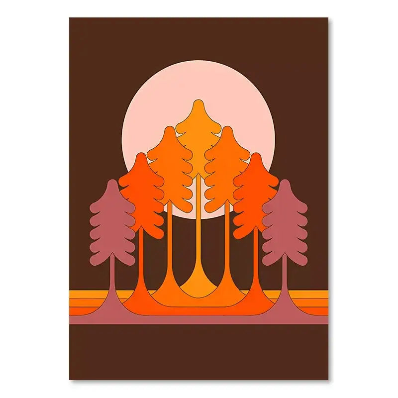 Vibrant orange and pink sunset rainbow flower canvas art living room