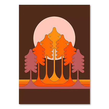 Vibrant orange and pink sunset rainbow flower canvas art living room
