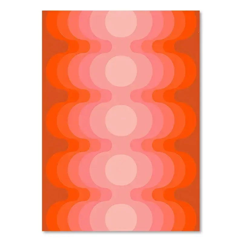 Vibrant orange and pink sunset rainbow flower canvas art living room