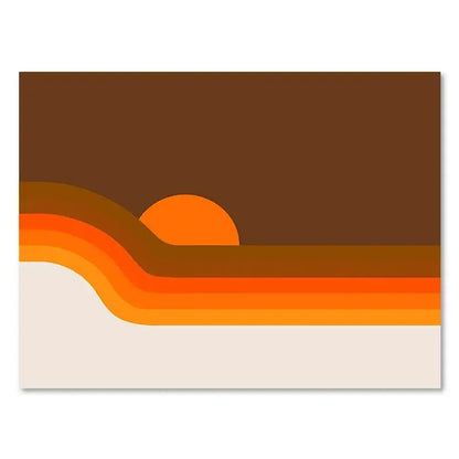 Retro sunset stripes art prints living room wall decor