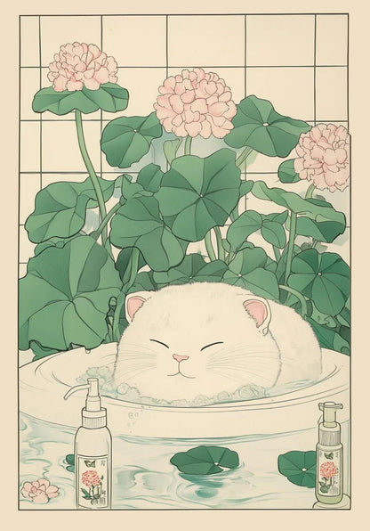 DecorBites™ Tabby Cat in Bathtub Canvas Wall Art