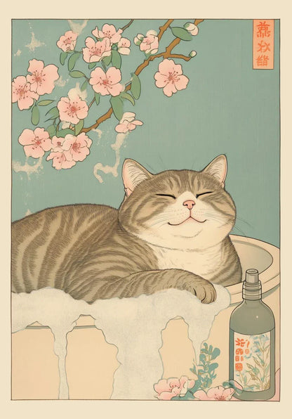 DecorBites™ Tabby Cat in Bathtub Canvas Wall Art