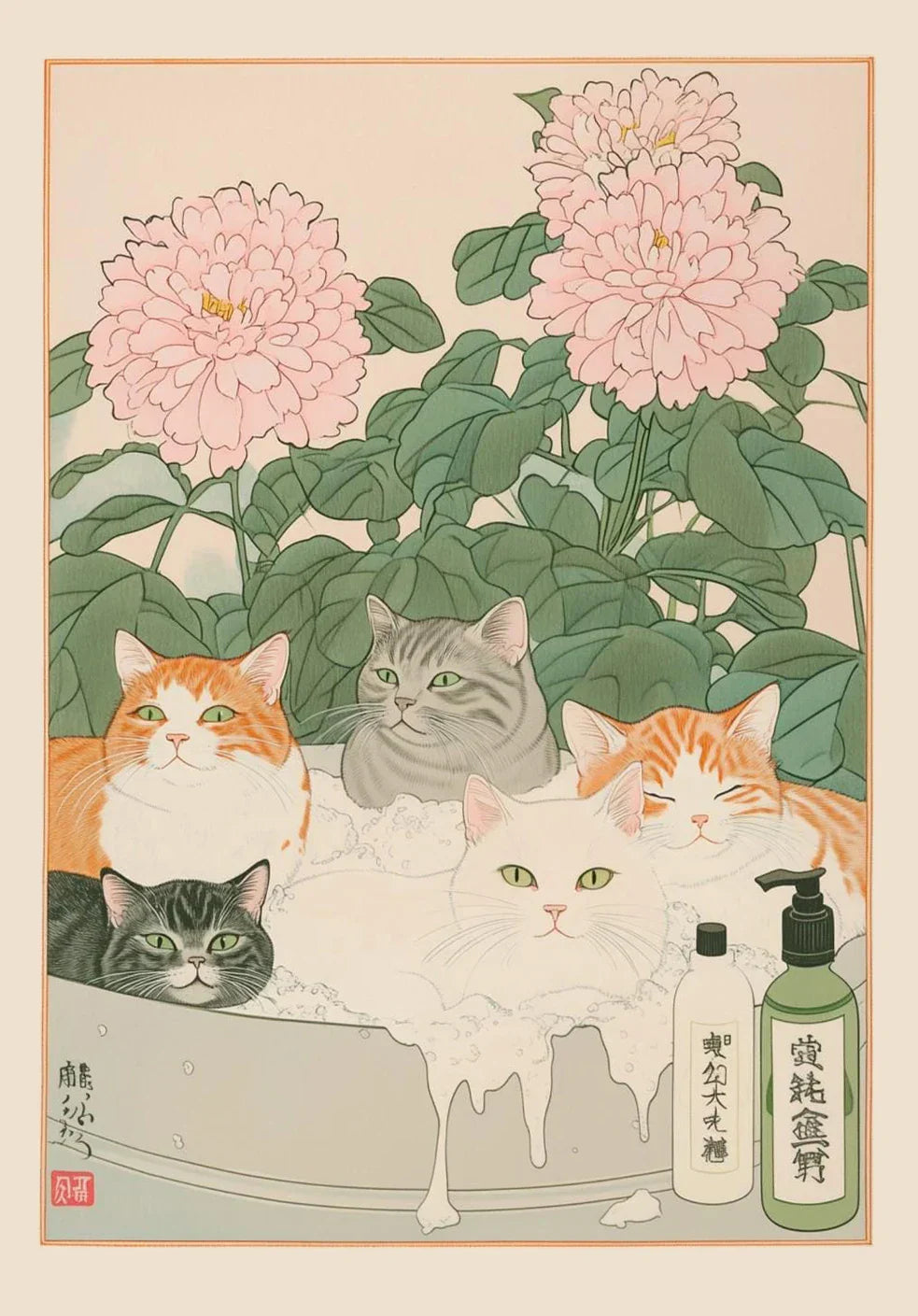 DecorBites™ Tabby Cat in Bathtub Canvas Wall Art