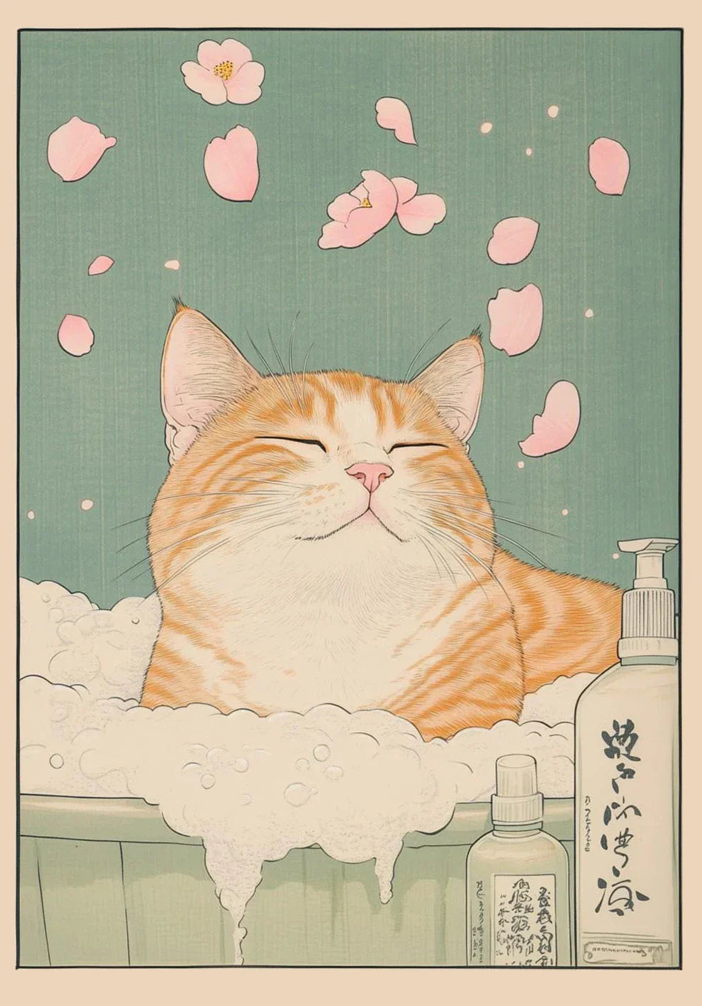 DecorBites™ Tabby Cat in Bathtub Canvas Wall Art