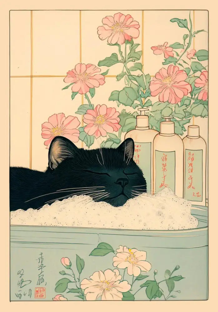 Vintage pastel tabby cat wall art set of 12 bathroom decor