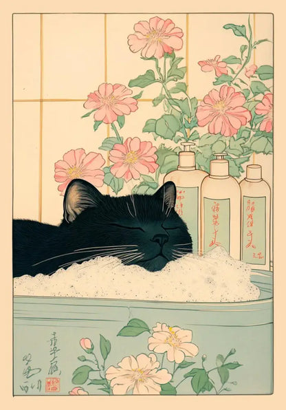 Vintage pastel tabby cat wall art set of 12 bathroom decor