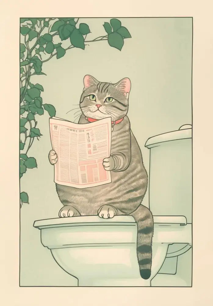 Vintage pastel tabby cat wall art set of 12 bathroom decor