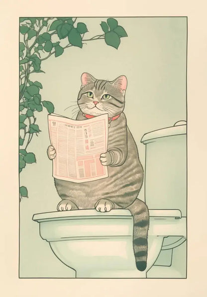 Vintage pastel tabby cat wall art set of 12 bathroom decor
