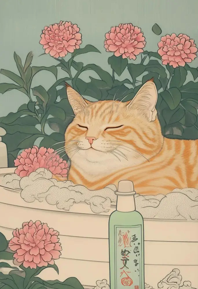 Vintage pastel tabby cat wall art set of 12 bathroom decor