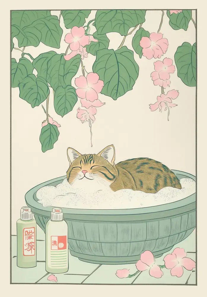 Vintage pastel tabby cat wall art set of 12 bathroom decor
