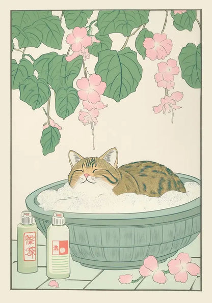 Vintage pastel tabby cat wall art set of 12 bathroom decor