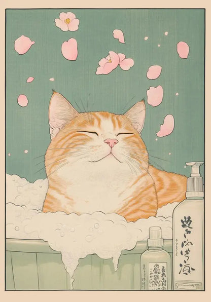 Vintage pastel tabby cat wall art set of 12 bathroom decor