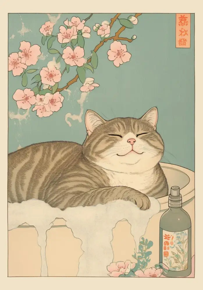 Vintage pastel tabby cat wall art set of 12 bathroom decor