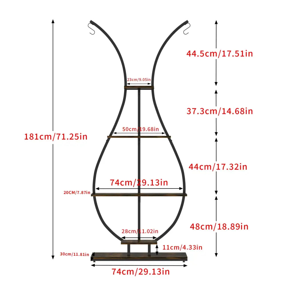 Bunny shaped black & wood metal plant stand living room wall shelf