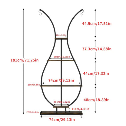 Bunny shaped black & wood metal plant stand living room wall shelf