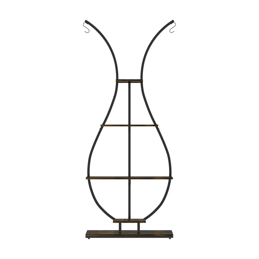 Bunny shaped black & wood metal plant stand living room wall shelf