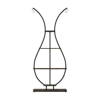 Bunny shaped black & wood metal plant stand living room wall shelf