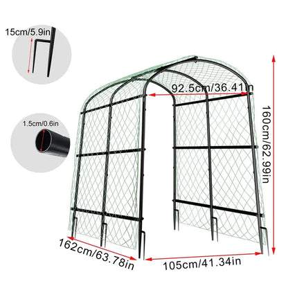 Tall black metal arched garden plant trellis garden decor