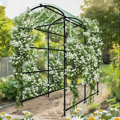 Tall black metal arched garden plant trellis garden decor